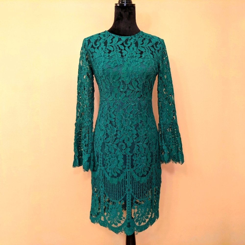 Lulu's Teal Lace Midi Dress